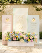 36 Inch Artificial Wedding Flower Row, Flower Runner Arrangement with Chiffon Sheer Drape, Pink Rose, Blue, alternate view 4