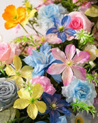 36 Inch Artificial Wedding Flower Row, Flower Runner Arrangement with Chiffon Sheer Drape, Pink Rose, Blue, alternate view 5