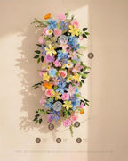 36 Inch Artificial Wedding Flower Row, Flower Runner Arrangement with Chiffon Sheer Drape, Pink Rose, Blue, alternate view 6