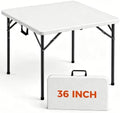 36 Inch Folding Card Table, Heavy Duty Square Folding Game Table with Carrying Handle, Fold-in-Half Portable