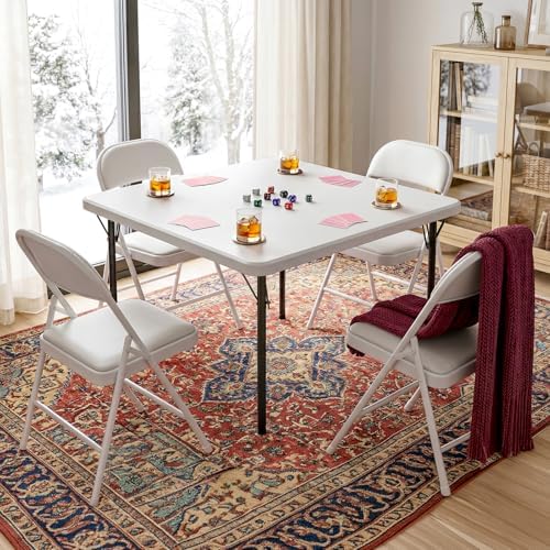36 Inch Folding Card Table, Heavy Duty Square Folding Game Table with Carrying Handle, Fold-in-Half Portable, alternate view