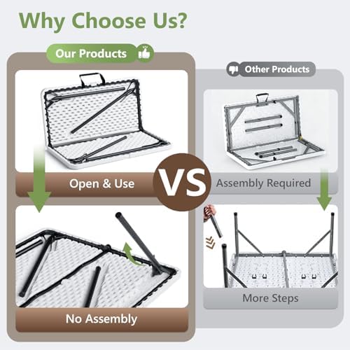 36 Inch Folding Card Table, Heavy Duty Square Folding Game Table with Carrying Handle, Fold-in-Half Portable, alternate view