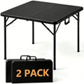 36 Inch Folding Table 2 Pack, Heavy Duty Square Foldable Card Table with Carrying Handle, Fold-in-Half Portable