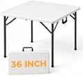 36 Inch Folding Table, Square Foldable Card Table with Carrying Handle, No Assembly, Portable Indoor Outdoor
