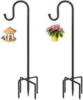 36 Inch Shepherds Hooks for Outdoor, Heavy Duty Bird Feeder Pole with 5 Prong Bases, Garden Hanging Stake for