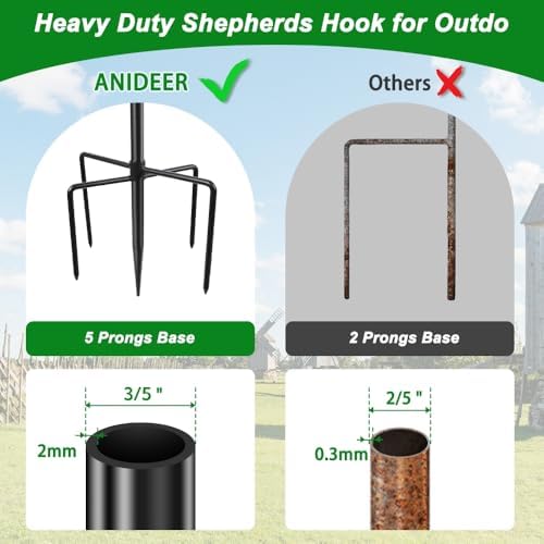 36 Inch Shepherds Hooks for Outdoor, Heavy Duty Bird Feeder Pole with 5 Prong Bases, Garden Hanging Stake for, alternate view