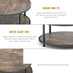 36 inches Round Coffee Table, Rustic Wooden Surface Top & Sturdy Metal Legs Industrial Sofa Table for Living, alternate view