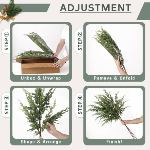 36" Large Artificial Christmas Cedar Branches for Vase Decoration (6 Pcs), alternate view 6