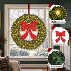 36" Lighted Christmas Wreath with Red Bow, Wall Decorations, alternate view 4