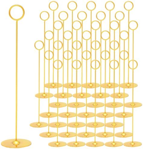 36 Pack 12 Inch Steel Place Card & Table Number Holders, Gold, Table Card Stands for Weddings, Birthdays