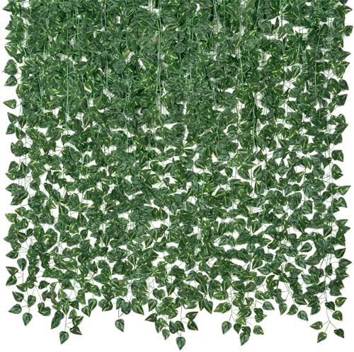 36 Pack 252Ft Artificial Ivy Garland, Fake Vines UV Resistant Greenery Leaves Fake Plants Hanging Aesthetic