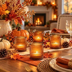 36 Pack Amber Votive Candle Holders, Candle Holder for Fall Christmas Decor in Amber, alternate view 3