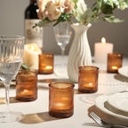 36 Pack Amber Votive Candle Holders, Candle Holder for Fall Christmas Decor in Amber, alternate view 5