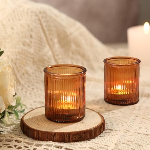 36 Pack Amber Votive Candle Holders, Candle Holder for Fall Christmas Decor in Amber, alternate view 7