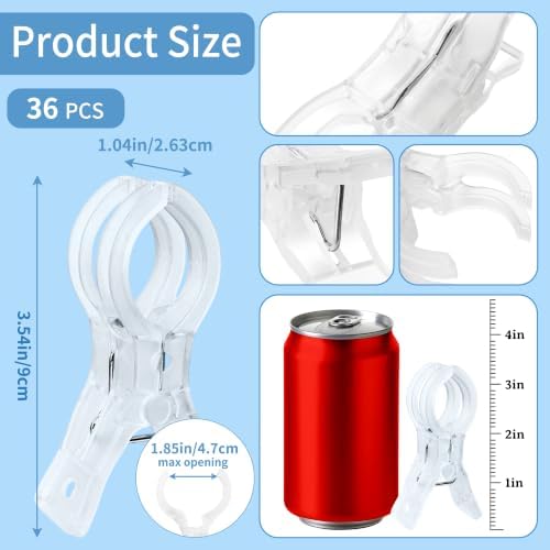 36 Pack Balloon Arch Clips for Backdrop, 3.5 Inch Clear Spring Clamp, alternate view 2