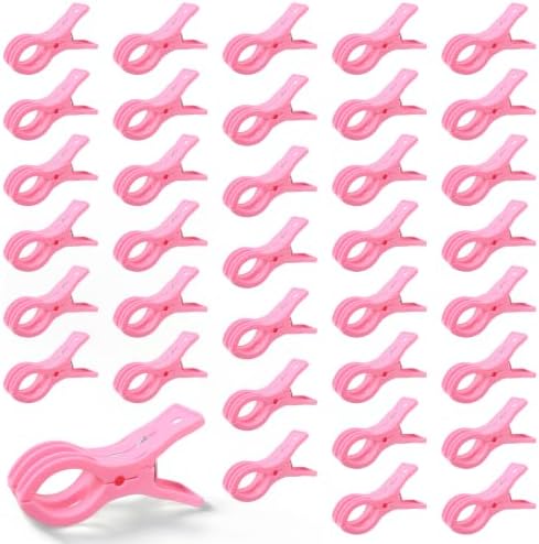 36 Pack Balloon Arch Clips for Backdrop, 3.5 Inch Pink Spring Clamps