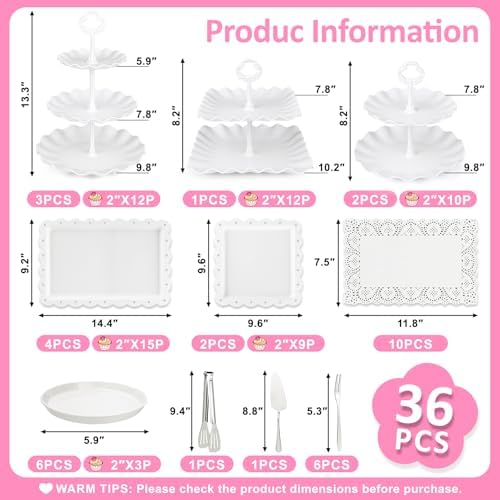 36 Pack Cupcake Stand, Dessert Table Display Set, Tiered Tray Stand in Cake Stand-36P, alternate view 3