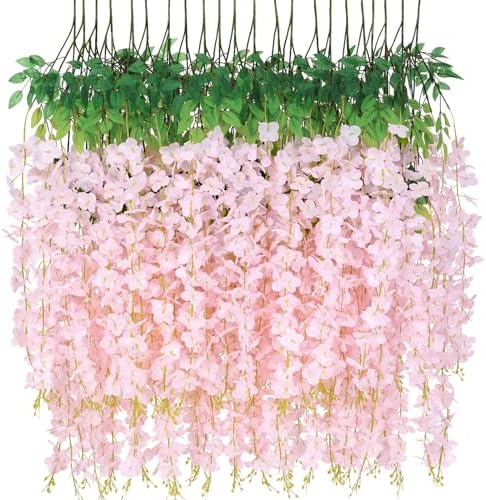36 Pack Hanging Flowers - 3.6' Light Pink Artificial Vines for Decoration