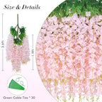 36 Pack Hanging Flowers - 3.6' Light Pink Artificial Vines for Decoration, alternate view 3
