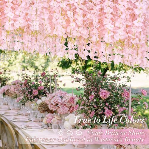 36 Pack Hanging Flowers - 3.6' Light Pink Artificial Vines for Decoration, alternate view 5