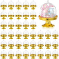 36 Pack Mini Cake Stand with Dome Lid, Plastic Dessert Display Stand Holder - Gold Base & Clear Cover for