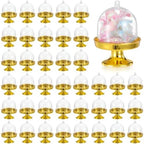 36 Pack Mini Cake Stand with Dome Lid, Plastic Dessert Display Stand Holder - Gold Base & Clear Cover for
