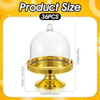 36 Pack Mini Cake Stand with Dome Lid, Plastic Dessert Display Stand Holder - Gold Base & Clear Cover for, alternate view 3