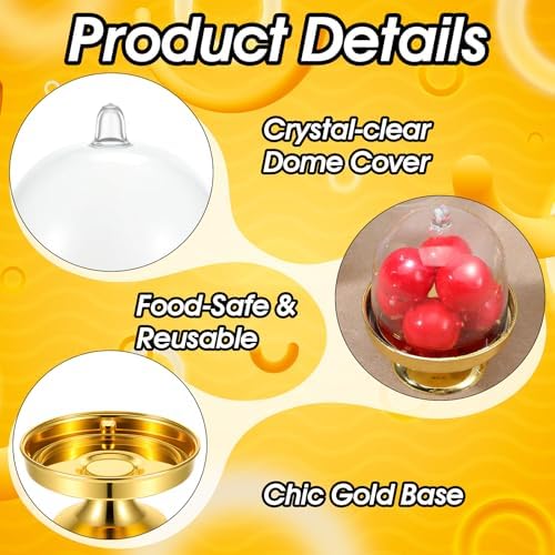 36 Pack Mini Cake Stand with Dome Lid, Plastic Dessert Display Stand Holder - Gold Base & Clear Cover for, alternate view 4