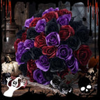 36 Pcs Black Purple Red Artificial Roses with Black Long Stems in Black Purple Red With Black Stems, alternate view 4