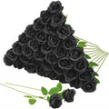 36 Pcs Black Rose Bouquet Bridal Artificial Flowers in Black