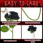 36 Pcs Black Rose Bouquet Bridal Artificial Flowers in Black, alternate view 2