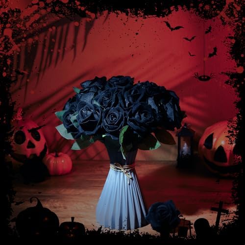 36 Pcs Black Rose Bouquet Bridal Artificial Flowers in Black, alternate view 4
