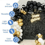 36 Pcs Black Shimmer Wall Backdrop,6x6 FT for Party in 6x6 FT, alternate view 2