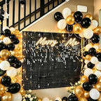 36 Pcs Black Shimmer Wall Backdrop,6x6 FT for Party in 6x6 FT, alternate view 6