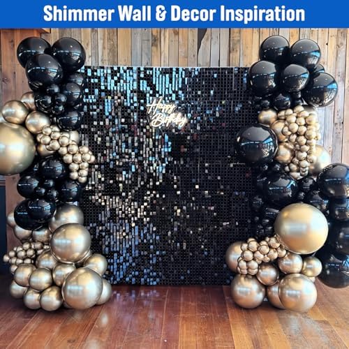 36 Pcs Black Shimmer Wall Backdrop Panels for Party Decoration, alternate view 4