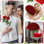 36 Pcs Burgundy Artificial Roses with Long Stems in Burgundy, alternate view 4