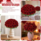 36 Pcs Burgundy Artificial Roses with Long Stems in Burgundy, alternate view 6