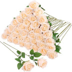 36 Pcs Champagne Artificial Roses with Long Stems in Champagne