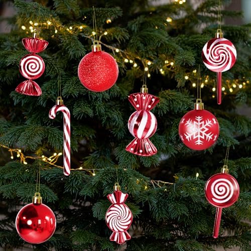 36 Pcs Christmas Ornaments, MOYEE Shatterproof Plastic Christmas Ornaments for Tree - Candy Cane Christmas, alternate view 3