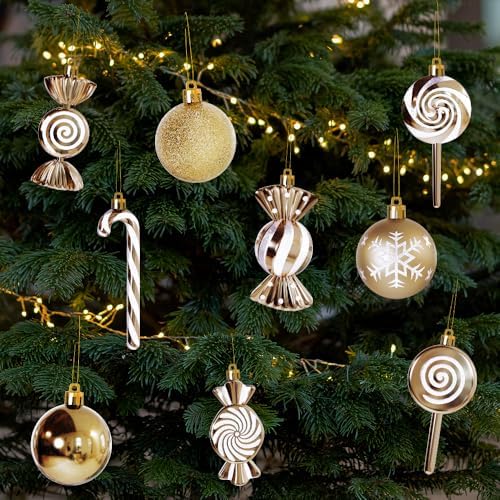 36 Pcs Christmas Ornaments, MOYEE Shatterproof Plastic Christmas Ornaments for Tree - Candy Cane Christmas, alternate view 2