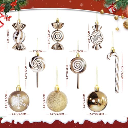36 Pcs Christmas Ornaments, MOYEE Shatterproof Plastic Christmas Ornaments for Tree - Candy Cane Christmas, alternate view 4