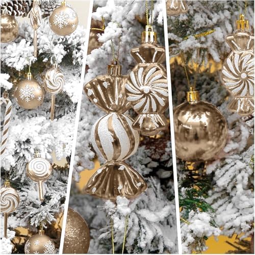 36 Pcs Christmas Ornaments, MOYEE Shatterproof Plastic Christmas Ornaments for Tree - Candy Cane Christmas, alternate view 5