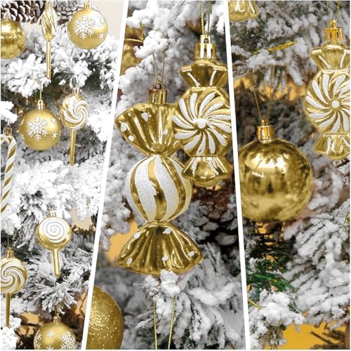 36 Pcs Christmas Ornaments, MOYEE Shatterproof Plastic Christmas Ornaments for Tree - Candy Cane Christmas, alternate view 5