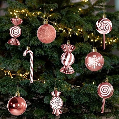 36 Pcs Christmas Ornaments, MOYEE Shatterproof Plastic Christmas Ornaments for Tree - Candy Cane Christmas, alternate view 2