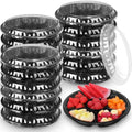 36 Pcs Christmas Plastic Serving Tray with Lid 10" Disposable Plate in Black