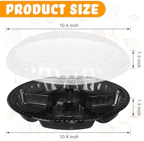 36 Pcs Christmas Plastic Serving Tray with Lid 10" Disposable Plate in Black, alternate view 3