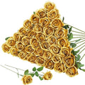 36 Pcs Gold Artificial Roses with Long Stems in Gold