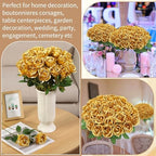 36 Pcs Gold Artificial Roses with Long Stems in Gold, alternate view 6