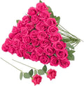 36 Pcs Hot Pink Artificial Roses with Long Stems in Hot Pink