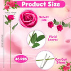36 Pcs Hot Pink Artificial Roses with Long Stems in Hot Pink, alternate view 2